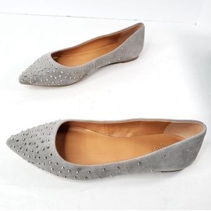 J. Crew Grey studded faux suede Ballerina flats sz 7.5